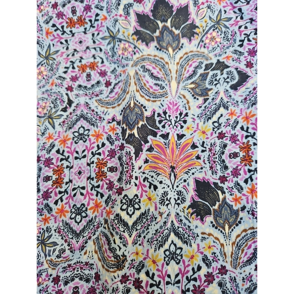 J. Jill Blouse Top 100% Lenzing Paisley Floral Print Blues/Red Flowy Long Sleeve